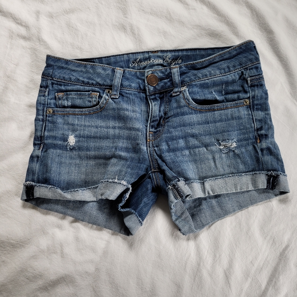 AE denim shorts